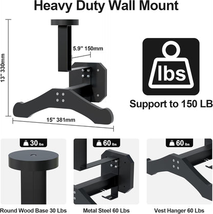 Motorcycle Helmet Holder Wall Mount, Heavy-Duty Tactical Helmet Accessories, Versatile Wall Rack for Motorcycle and Football Gear Storage, Space-Saving Design, Black