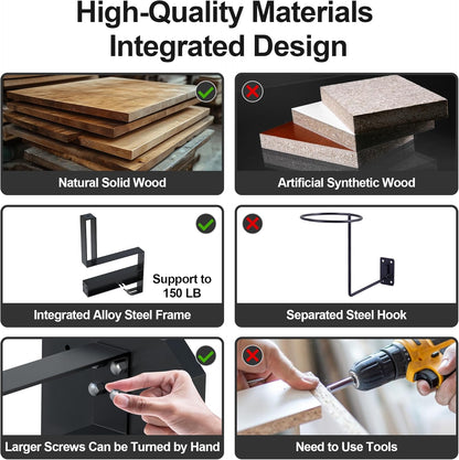 Motorcycle Helmet Holder Wall Mount, Heavy-Duty Tactical Helmet Accessories, Versatile Wall Rack for Motorcycle and Football Gear Storage, Space-Saving Design, Black