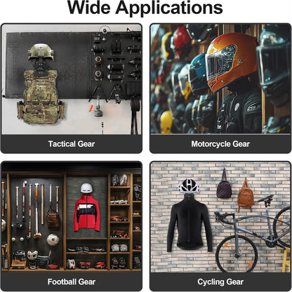 Motorcycle Helmet Holder Wall Mount, Heavy-Duty Tactical Helmet Accessories, Versatile Wall Rack for Motorcycle and Football Gear Storage, Space-Saving Design, Black