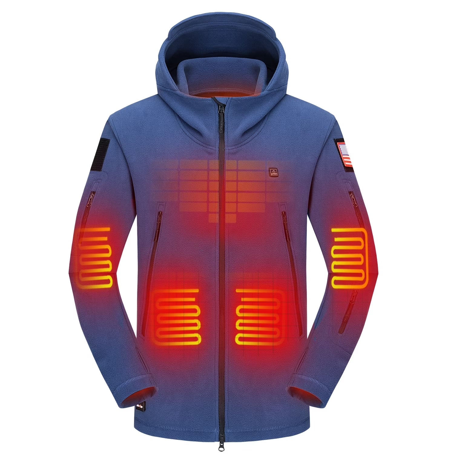 Heated Jacket Polar Fleece for Men, Heated Hoodie with 12V Battery Pack, Electric Heating Coat for Winter Outdoor