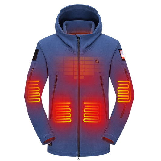 Heated Jacket Polar Fleece for Men, Heated Hoodie with 12V Battery Pack, Electric Heating Coat for Winter Outdoor