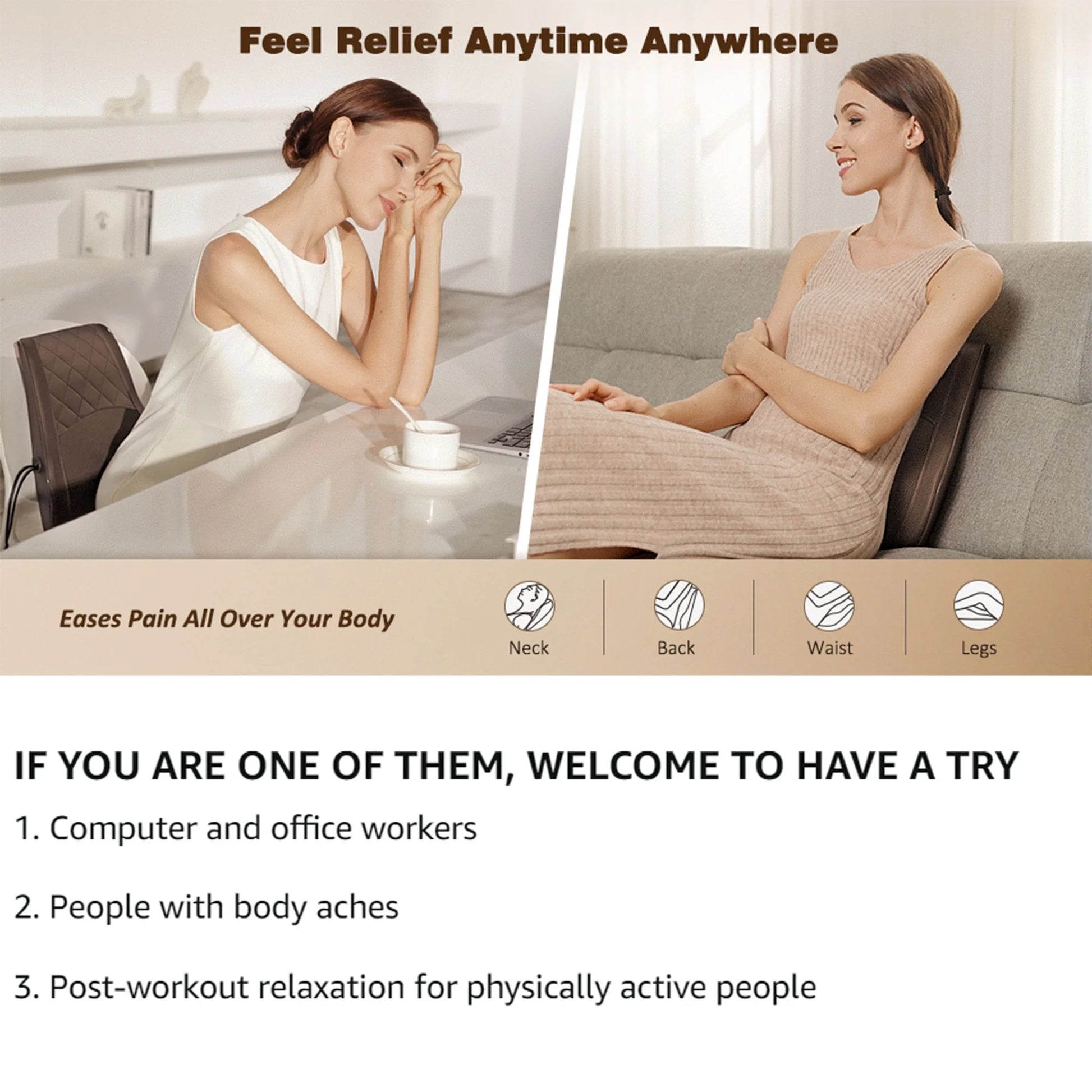 Neck & Back Massager with Heat & Vibration — 3D Deep-Kneading Shiatsu Pillow, Brown — Gift for Mom & Dad