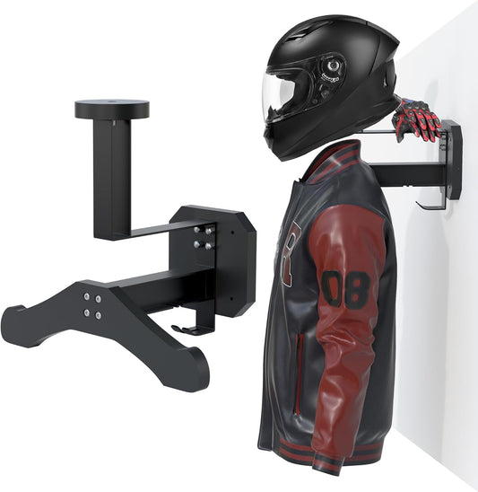 Motorcycle Helmet Holder Wall Mount, Heavy-Duty Tactical Helmet Accessories, Versatile Wall Rack for Motorcycle and Football Gear Storage, Space-Saving Design, Black