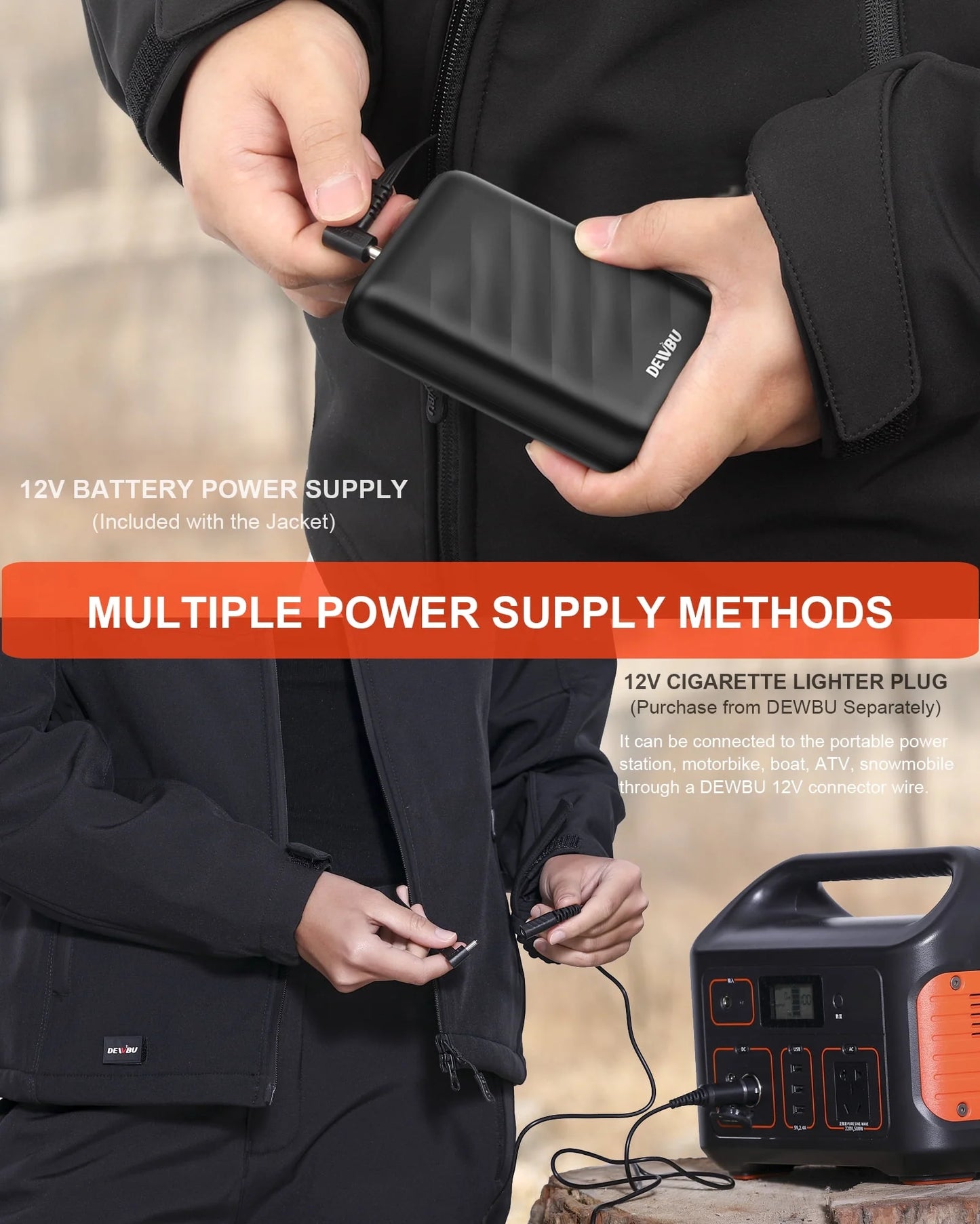 Heated Jacket Polar Fleece for Men, Heated Hoodie with 12V Battery Pack, Electric Heating Coat for Winter Outdoor